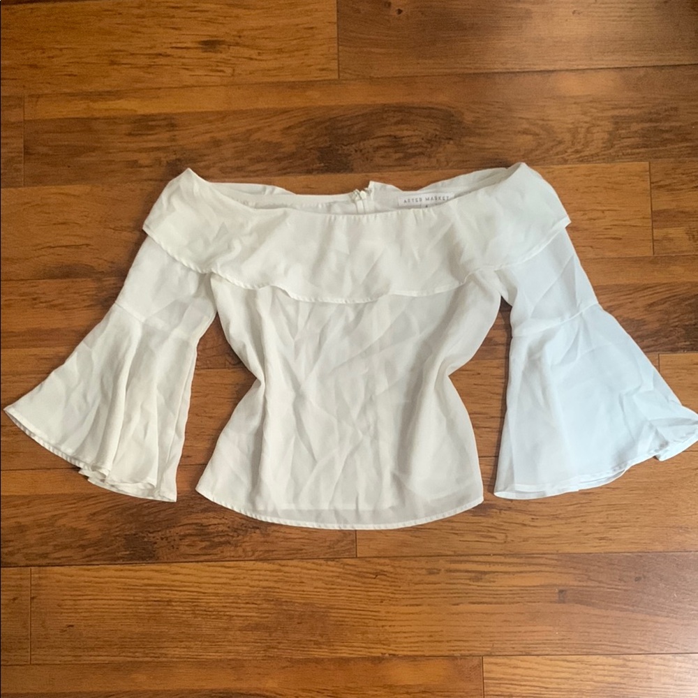 Lulu's White Off-the-Shoulder Ruffled Blouse